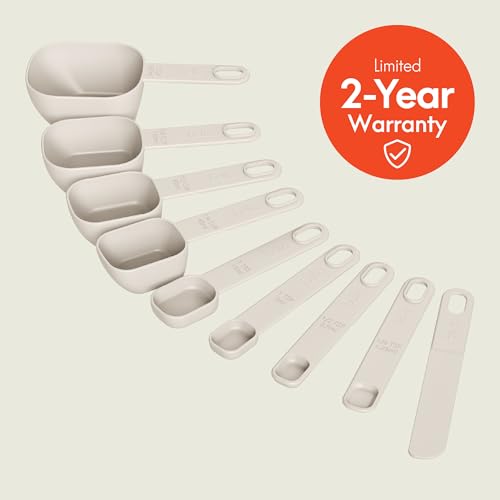 bella Nested Measuring Cup & Spoon Set, BPA & BPS-free nylon, Oatmilk, 9 Piece Set (Pack of 12) - color: Leche de avena