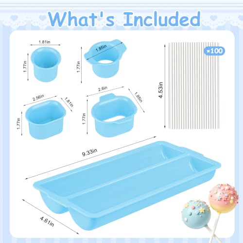 Antner Cake Pop Mold Set with Double Tray, Cake Pop Cutter, Lollipop Sticks - color: Blue (B)