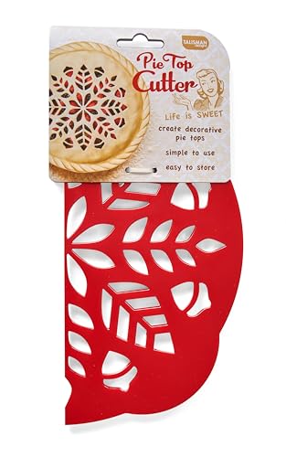 Talisman Designs Pie Top Cutter | Pie Crust Cutter | Pie Decorating Tools | Pie Pastry Baking Accessories | Stencil Crust Cutout | 10-Inch | Autumn Design | Red - style: Pie Top Cutter - Autumn