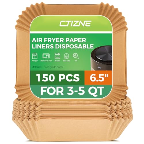 Air Fryer Liners Disposable, 150Pcs Parchment Paper 6.5" Square for 3-5QT - size: 6.5"Square