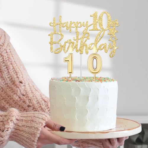 YeohJoy Gold 10th Birthday Decorations for Girl - style: 10th