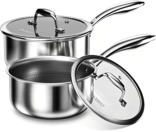 COOKER KING 1.5 QT & 2 QT Stainless Steel Pots Set, Sauce Pan with Lid - size: 1.5 Quarts & 2 Quarts