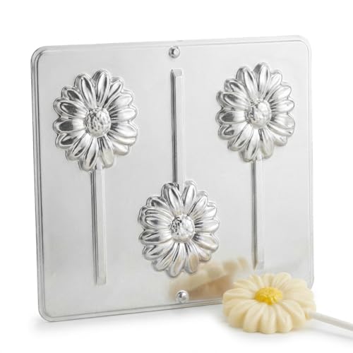 Daisy Flower Lollipop Chocolate Candy Mold 3448, 3 Cavities, Each Cavity 2 3/4" x 3" Inches