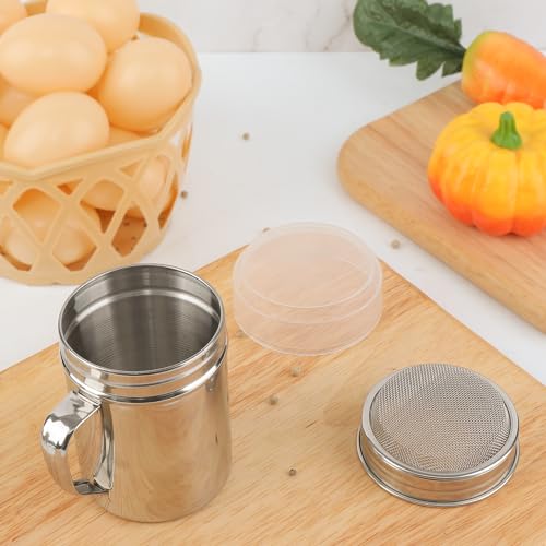 Accmor Powdered Sugar Shaker Duster, Cinnamon Shaker Flour Duster Sifter, Fine Mesh Stainless Steel Shaker for Sugar Flour Cocoa Coffee Bar, 10 Ounce, 3 Pack - size: 10 Ounce