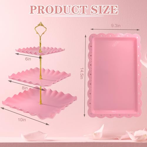 5 Pcs Dessert Table Display Set, Square Cupcake Stand, Pink - color: Pink Square