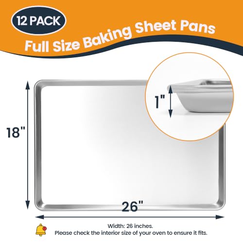 12 Pack Full Size Aluminum Baking Sheet Pan, 26 x 18 in - size: 12-pack Solid Full Size (26"×18")