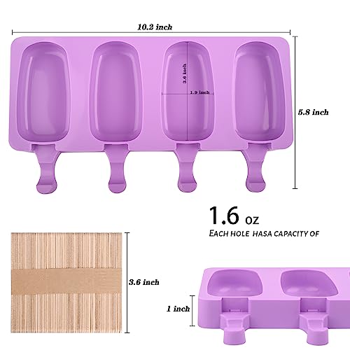 WMKGG Popsicle Silicone Molds Set, 2 PCS Ice Cream Molds(Standard/Purple) - color: Purple