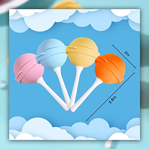 4 Pack Silicone Lollipop Popsicle Molds, BPA Free Reusable Ice Cream Molds with Sticks, DIY Homemade Freezer Treat Maker (Pink/Yellow/Orange/Blue)