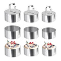 Uncle Jack 9 Pieces Round Cake Ring Molds, Stainless Steel Cake Ring Mold with Pusher, for Kitchen Tools, Baking Pastry (Include 9 Rings and 3 Pushers) - size: Round 9 PCS in 3 Sizes