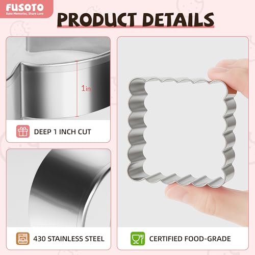 FUSOTO 6PCS Square Cookie Cutter Set - Square Shaped, 1.5-4 Inch - color: Square
