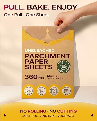 Katbite 12x16 Inch Parchment Paper Sheets 360PCS, Unbleached Non-Stick - size: 12x16 Inch 360 Pcs