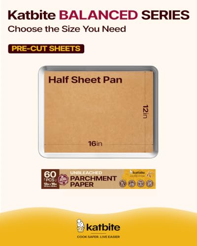 Katbite 12x16 Inch Parchment Paper Sheets 60PCS, Unbleached Non-Stick - size: 12X16Inch 60 Pcs
