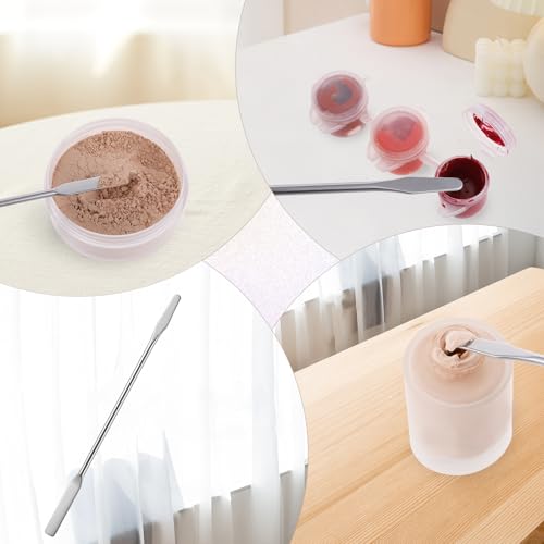 6 Pcs Lab Spatula, Double Ended Metal Spatula, Stainless Steel Square/Round for Mixing Cosmetics - color: 6 Pcs
