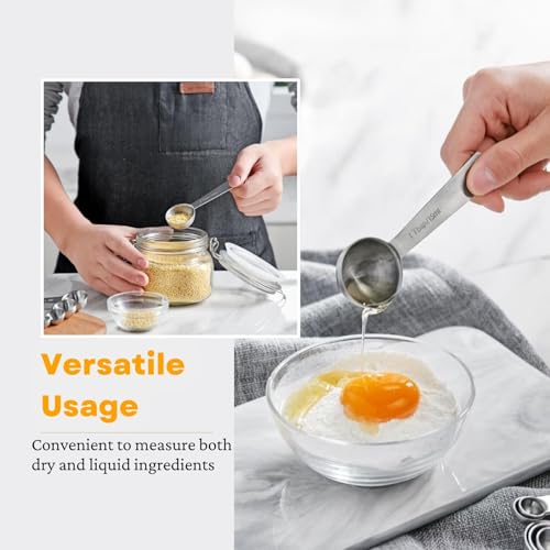 28 Pcs Stainless Steel Measuring Spoons Set with Leveler, Metal Round & Rectangular Spoons plus 2-Pack Mini Spoon Sets for Precise Cooking and Baking, Standard Sizes with Clear Engraved Markings - size: Set of 28