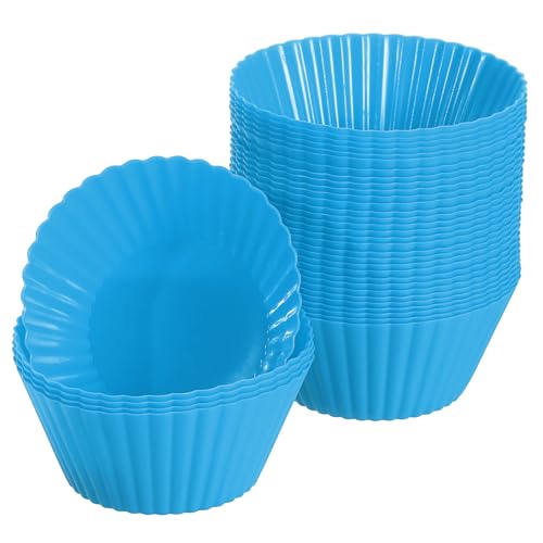 uxcell 36Pcs Silicone Cupcake Liners Non-Stick Baking Cup Blue - color: Blue, size: 3.5cm/1.4inch