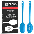 DI ORO Silicone Cooking Spoons - Solid & Slotted Set, 2-Pc Blue - color: Blue
