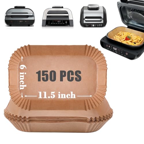 GOAUS Parchment Paper Liners 150 Pcs for Ninja Foodi Smart XL, Air Fryer Liners Disposable Rectangle Accessories Fit Ninja Grill FG551/DG551/IG651 - size: 11.5 x 6