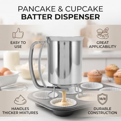 GLOGLOW 1000ml Stainless Steel Pancake Batter Dispenser