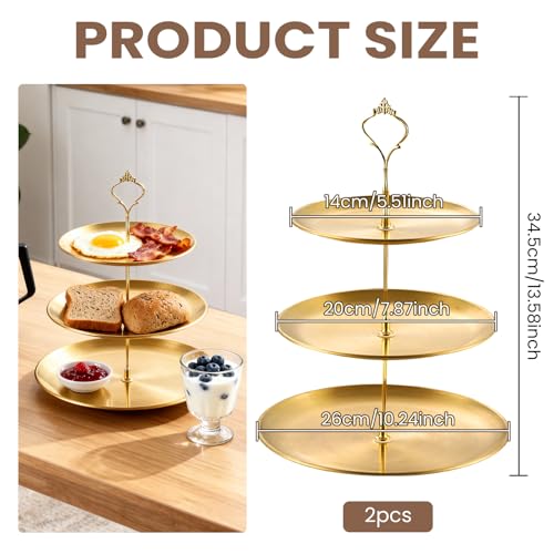 3 Tier Stainless Steel Cupcake Tower Dessert Stand 2 Pcs