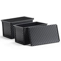 LIANYU 2 Pack Pullman Loaf Pan with Lid, 1 Pound Dough Bread Loaf Pans - color: Black