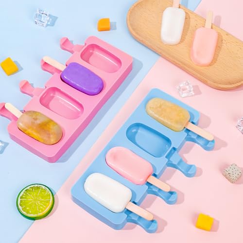 Ouddy Life Popsicle Molds Set of 2, Ice Pop Molds Silicone Cake Pop Mold - color: Pink, Blue