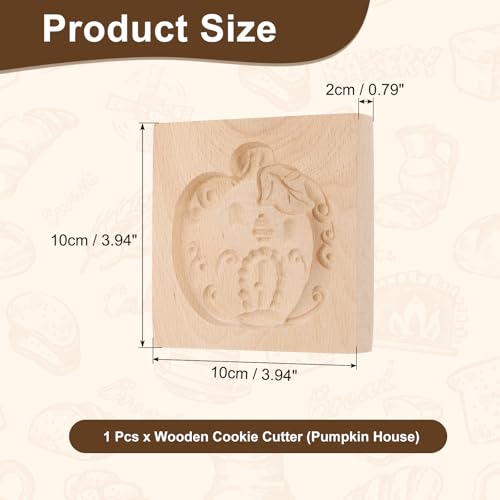 uxcell Cookie Stamp Wooden Cookie Cutter Baking Tools Pumpkin House