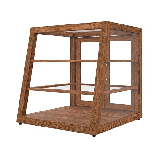 KoolMore 21 in. Dark Wood Slanted Countertop Dry Bakery Display Case, Bread, Pastry and Dessert Display with Tempered Glass - color: Dark Wood / Slanted, size: 21 in.