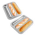 2 Pack French Baguette Bread Baking Pan, 3-Cavity Hot Dot Bun Pan - size: Silver 2 Pack