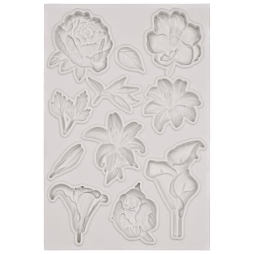 Flower Silicone Mold for Air Dry Clay Plaster Fondant Cake Deco 11-Cavity - color: Flower (Lily Peony Calla) 11-cavity #5591