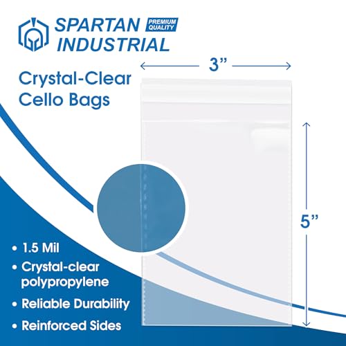 3x5 Self-Sealing Cellophane Bags (1000 Count) Clear Cookie Bags With Seal - size: 3" X 5"
