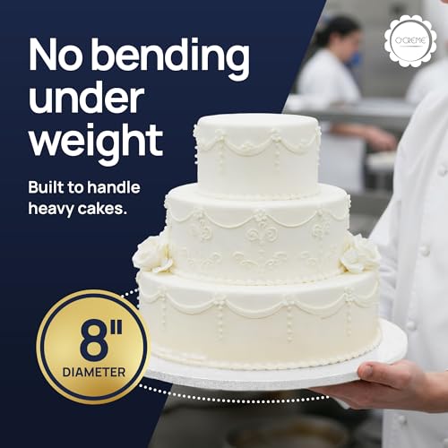 O'CREME Round Cake Drum Board White Wraparound 8 Inch – 10 Pack - color: White, size: 8"