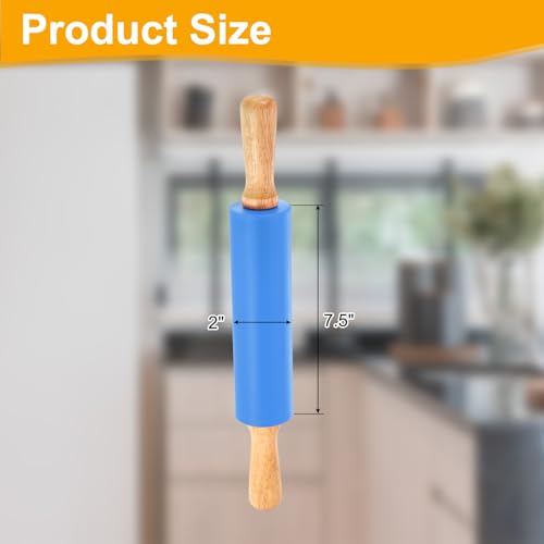uxcell 7.5 Inch Silicone Rolling Pin Small Dough Roller Blue - color: Blue, size: 7.5 Inch