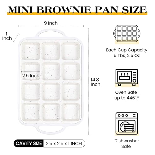 Mini Brownie Pan with Dividers, 12 Cup Square, Cream - color: Square, size: 2.5 inch