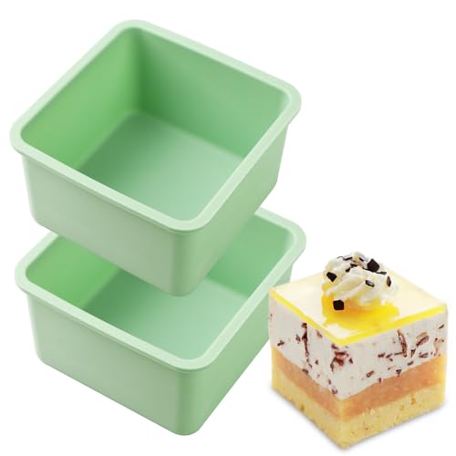 QELEG Square Pullman Loaf Pan with Lid, 2 Pack - color: 2Pcs/Green-square