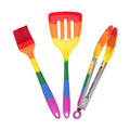 Cooking With Pride Silicone Tools, Non-Stick and Heat-Safe, Includes Slotted Turner, Pastry Brush, and Tongs - size: Slotted Turner, Pastry Brush & Tongs