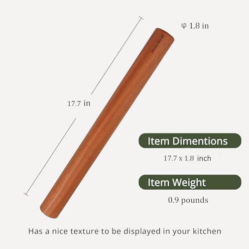 muso wood Sapele Dowel Rolling Pin for Baking - size: 17.5in Dowel Rolling Pin