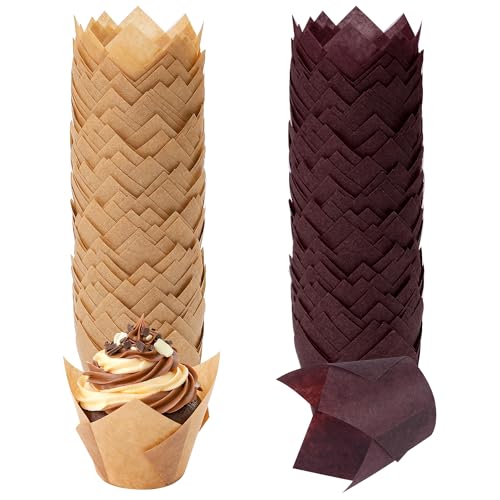 Ruisita 150 Pcs Mini Cupcake Liners Muffin Liners Baking Cups - color: Natural, Brown