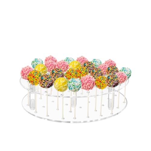 36 Holes Cake Pop Display Stand Holder -Clear Round Acrylic Lollipop Display Stand Perfect for Party and Birthday Celebrations