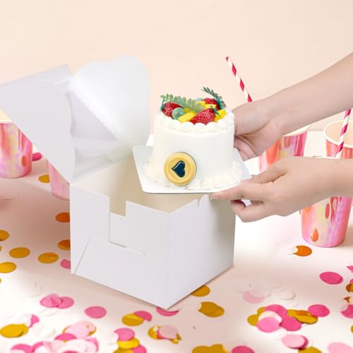 20Pcs Mini Cake Boxes with Window, 6x6x5 Inches White Bakery Boxes - color: White, size: 6x6x5 Inch