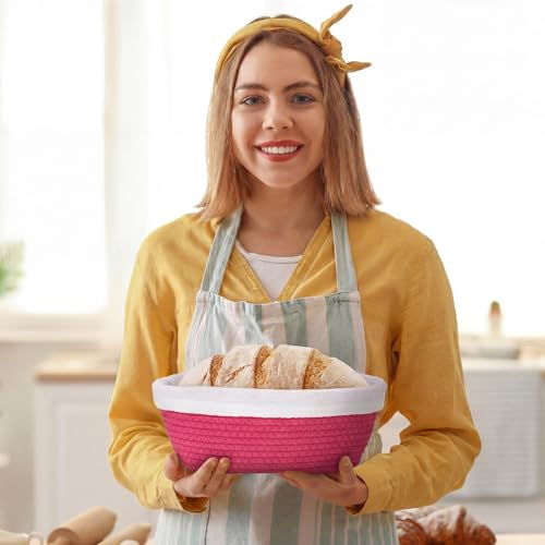 4 Pcs 10 Inch Tones Cotton Rope Banneton Bread Proofing Basket Set Oval Banneton Basket Sourdough Bread with Liners Covers for Baking Supplies (Pink) - color: Pink Tones, size: 10 Inch