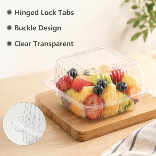 100Pcs Clamshell Food Containers with Hinged Lids, 5.3x4.7x2.8 in