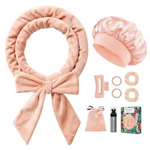 Velvet Heatless Curls Overnight Hair Curlers to Sleep In - color: Pink