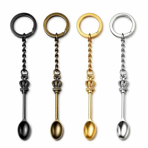 Mini Spoon Keychain - 4 Pack Metal Small Measuring Spoons(4 Color)
