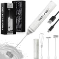 Zulay Froth N Go Milk Frother – Rechargeable 3-in-1 Handheld Frother Wand with Travel Case & USB-C Charger – Single, Double & Egg Whisk for Latte, Cappuccino, Matcha, Protein Shakes - Frosted Marble - color: Frosted Marble, size: Rechargeable Frother