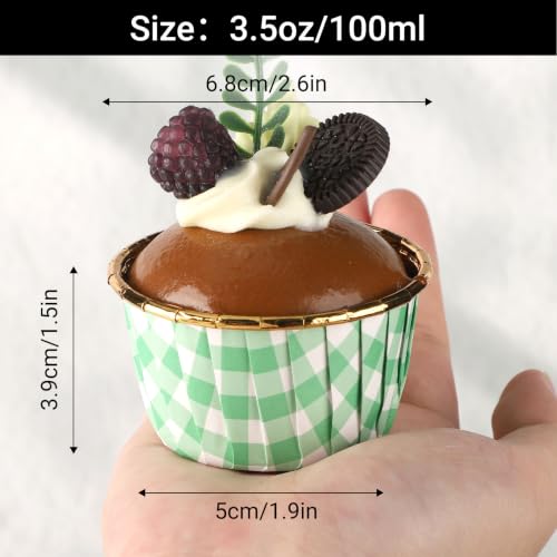 EUSOAR Cupcake Liners, 50pcs 3.5oz Green White Foil Baking Cups for Cupcake - color: Green/White, size: 50pcs