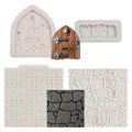 Fairy Door Silicone Molds Set with Brick and Stone Wall Texture, Fondant Cake Decorating Tools