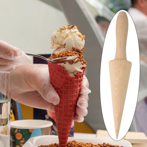 yueton 1 Pack Ice Cream Cone Roller Mold Pizzelle Roller Wooden Dessert Cooking Tools Pastry Cone Shaped Roller Mould Baking DIY Accessories