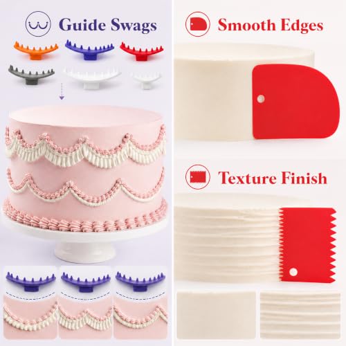 9 Pcs Cake Arch Guide Tool with Cake Scraper Smoother, Swag Marker Tool