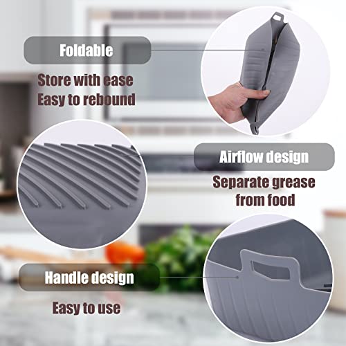 Golden Associate Silicone Liners Square for Air Fryer, 2 Pcs Non-stick Food-grade Reusable Basket Silicone Pot Baking Tray Airfryer Accessories, Top Size 9 inches, Bottom Size 8 inches - size: 9'' square
