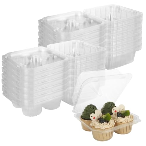 50PCS Cupcake Containers 4 Count, 3.7 inch Deep